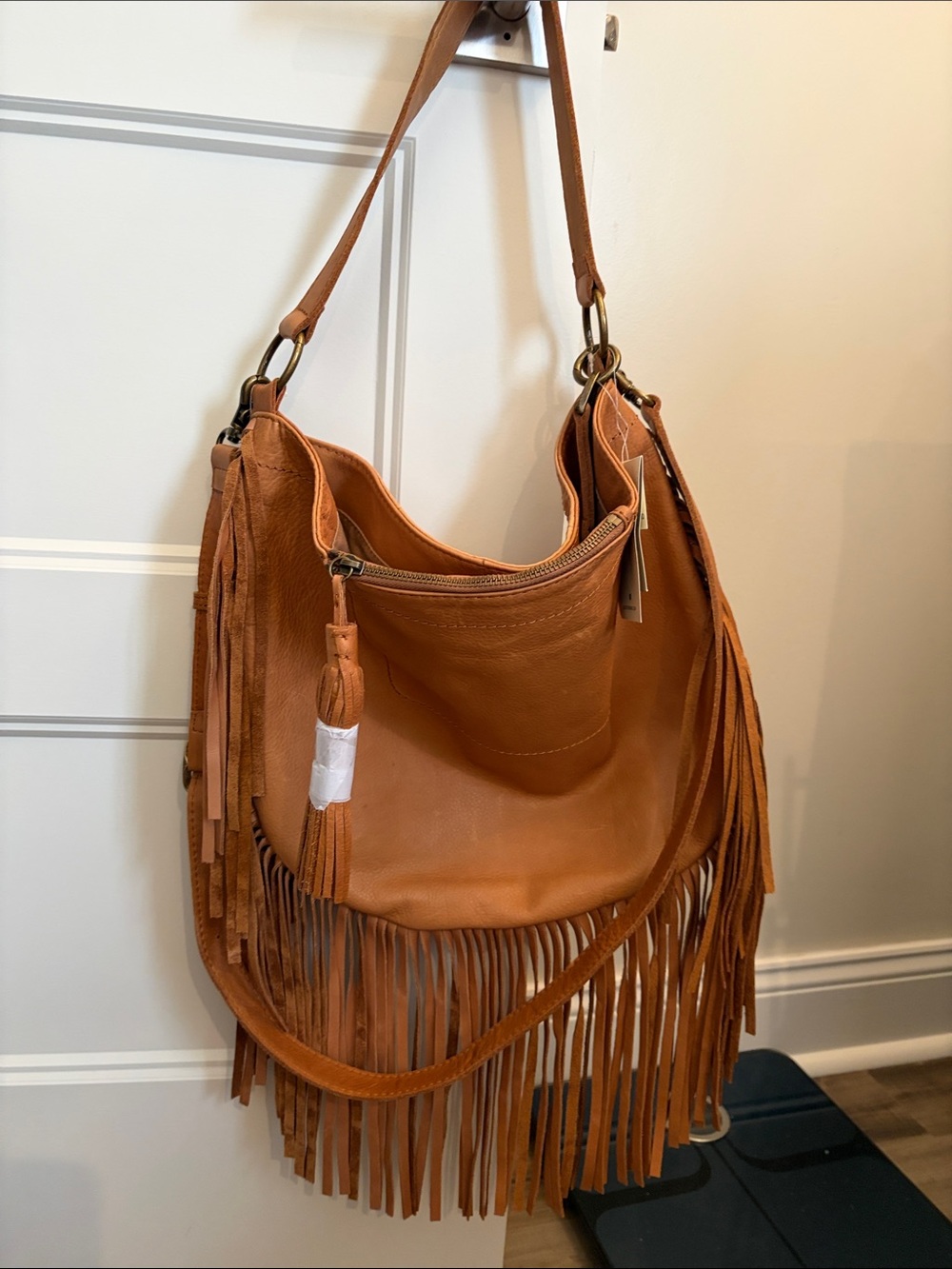 Lucky Brand Fringe Hobo Shoulder Bag - Tan Brown